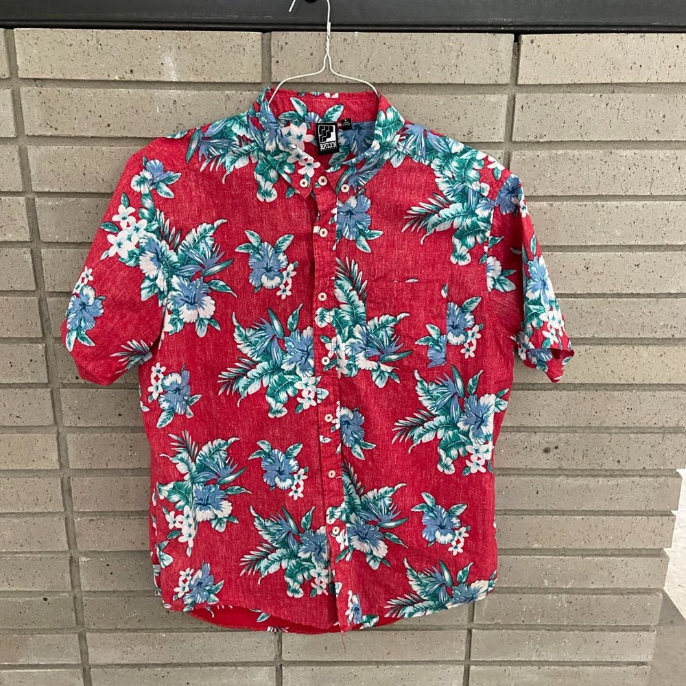 BRKLYN Athletics Hawaiian Shirt Floral  Size L